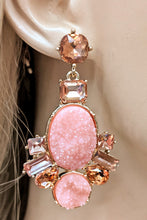 Load image into Gallery viewer, Peach Druzy Stone Earrings