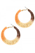 Load image into Gallery viewer, Tri-Color Raffia Hoops