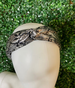 Silver Snake Print Headband