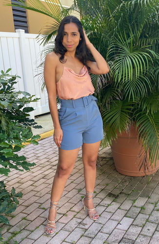 Blue High Waisted Shorts