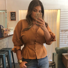 Load image into Gallery viewer, Puff Sleeves Camel Top