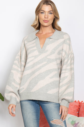 Heather Gray Animal Print Sweater
