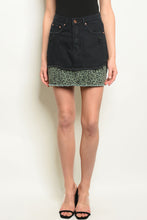 Load image into Gallery viewer, Denim + Leopard Skirt