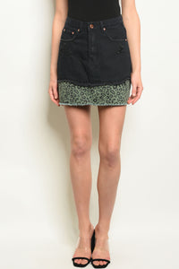 Denim + Leopard Skirt