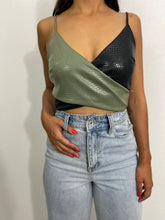 Load image into Gallery viewer, Pleather Green/ Black Alli Top