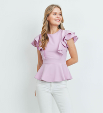 Load image into Gallery viewer, Lavender Peplum Top